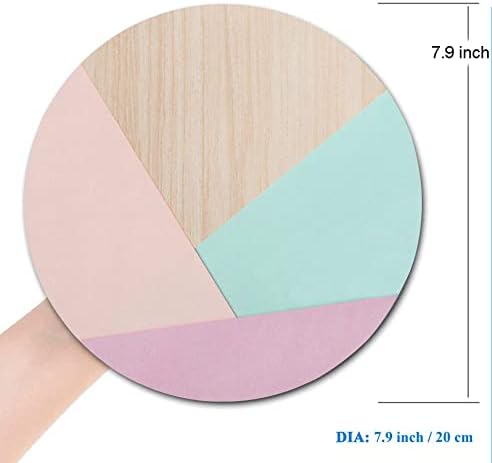 Round Mouse Pad, Wood Pink Green Purple Splice Mouse Pad, Washable Gaming Mousepads with Lycra Cloth, Non-Slip Rubber Base Computer Small Mouse Pads for Wireless Mouse