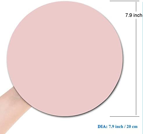 Mouse Pad Pink, Premium-Textured Small Round Pink Mousepad 7.9 x 7.9 Inch, Anti-Slip Waterproof Rubber Mouse Mat, Pretty Cute Mouse Pad for Office Gaming Laptop Women