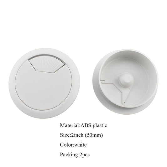 HAHIYO 2Pcs 2Inch/50mm White ABS Plastic Sector-shaped Desk Grommet Wire Grommet Cable Management Cord Hole Cover Desk Wire Hole Insert Wire Organizer for Computer Office Home School Equipment Systems