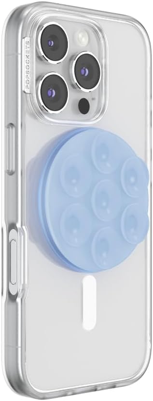 PopSockets Suck-Up™ Suction Grip & Stand, 3-in-1 MagSafe Phone Mount for iPhone, Strong Hold on Mirrors & Glass, Swappable Top, Portable & Reusable - Frost