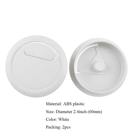 HAHIYO 2Pcs 2.4Inch/60mm White ABS Plastic Sector-Shaped Desk Grommet Wire Grommet Cable Management Cord Hole Cover Desk Wire Hole Insert Wire Organizer for Computer Office Home Equipment System