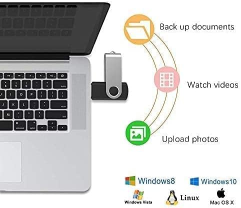 JUANWE 4GB USB Flash Drive 10 Packs,Bulk Thumb Drives Jump Drive with 360°Swivel Shell, Fold Storage USB Stick with Lanyard Hole Portable Pen Drive Mutipack Zip Drive, Black