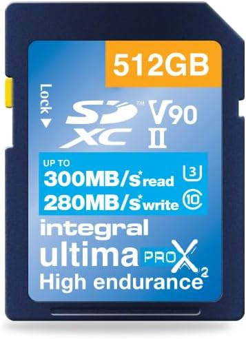 Integral 512GB UHS-II SD Card V90 Up to 300MBs Read and 280MBs Write Speed 1866X SDHC Professional High Speed Memory Card