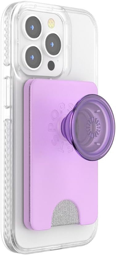 PopSockets Phone Wallet with Expanding Grip and Adapter Ring for MagSafe, Phone Card Holder, Wireless Charging Compatible, Wallet Compatible with MagSafe - Lavender