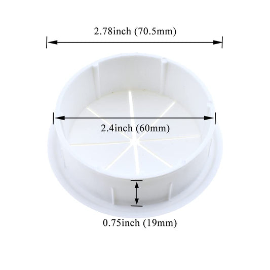 HAHIYO 2Pcs 2.4Inch/60mm White ABS Plastic Eight-petaled Desk Grommet Wire Grommet Cable Management Cord Hole Cover Desk Wire Hole Insert Wire Organizer for Computer Office Home School Equipment