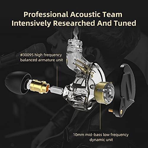 KZ ZSN PRO X in-Ear Earbud Headphones with Mic Dual Driver 1BA+1DD Hybrid Wired Earbuds Earphones Compatible with Android, iPhone, iPad, Laptops, MP3 and Most 3.5mm Interface (Black with Mic)