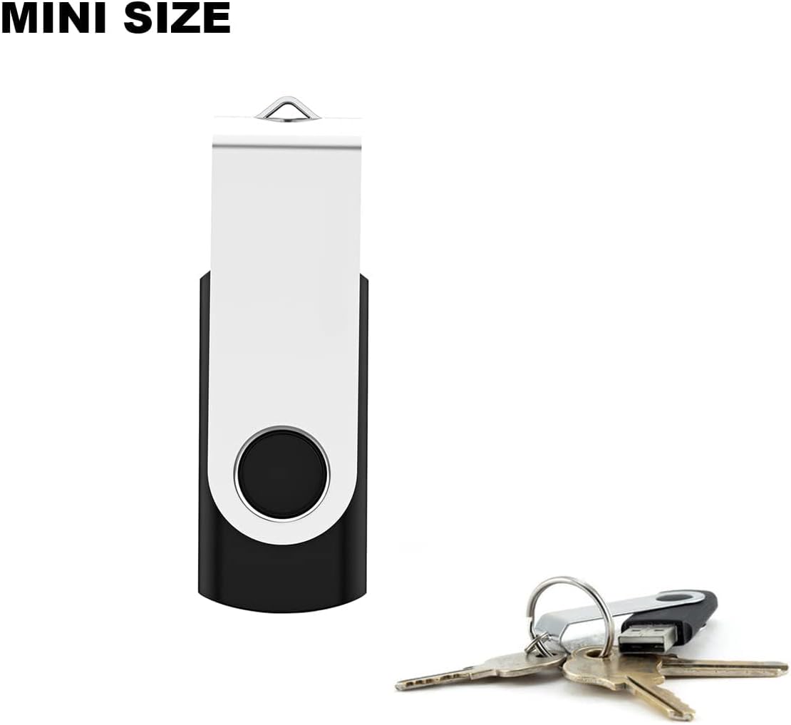 5 Pack 64GB USB Flash Drive with Type C Adapter and Storage Box USB 2.0 High Speed Metal Pen Drive 360° Rotatable Storage Memory Stick for Phone/Pad/PC/Laptop/Android - Black(5-Pack 64GB)