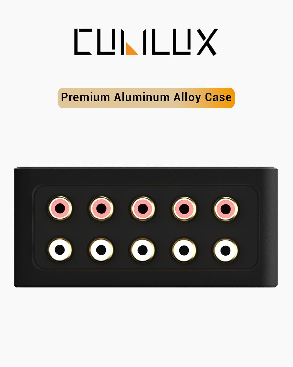 Cubilux AS-R1 4-Way Audio Splitter Box - 4-Channel Stereo RCA Splitter - Aluminum Alloy (1 in 4 Out)