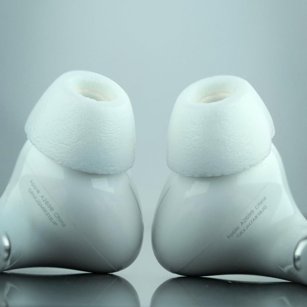 Comply TrueGrip MAX | Premium Memory Foam Replacement Earbud Tips for Apple AirPods Pro 1 & 2 | Long Lasting Comfort, Extreme Durability, Secure Fit, Superior Noise Isolation| White (Medium) (3 Pairs)