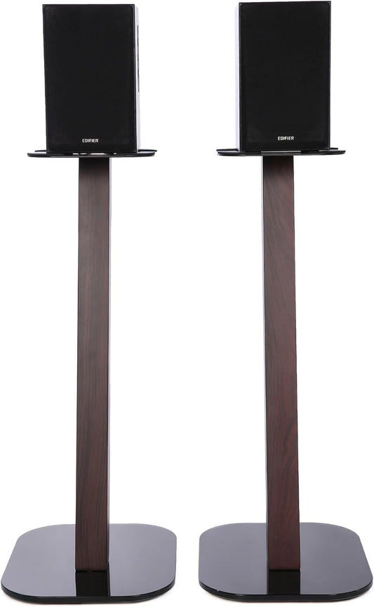 EXIMUS One Pair Fixed Height Universal Speaker Floor Stands - Espresso - 610 Series