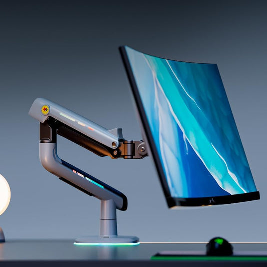 Gaming Monitor Arm for Flat/Ultrawide/Curved Monitors 32 to 60 inch, Heavy Duty Monitor Stand Load up to 20 kg, VESA 75/100 mm Mount (Lake Blue)