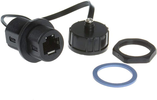 Panel Mounting Shielded RJ45 Waterproof Cat5/5e/6 8P8C Connector Ethernet LAN Cable Connector Double Head Coupler Adapter Female to Female with Waterproof/Dust Cap