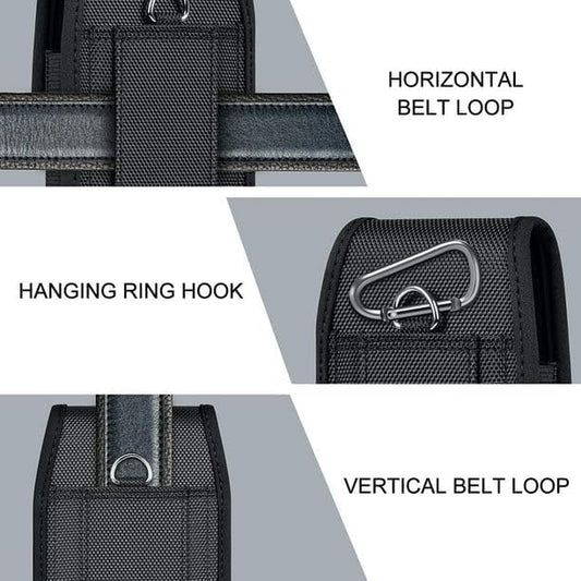 Cell Phone Holster for iPhone SE iPhone 8 7 6s Case with Belt Clip Phone Belt Holder for Men Women Pouch Carrying Cover (Fits Phone iPhone SE, 8 7 6s with Otterbox Case on) Black Nylon, Small