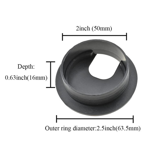 HAHIYO 2Pcs 2Inch/50mm Black ABS Plastic U-Shaped Desk Grommet Wire Grommet Cable Management Cord Hole Cover Desk Wire Hole Insert Wire Organizer for Computer Office Home School Equipment Systems