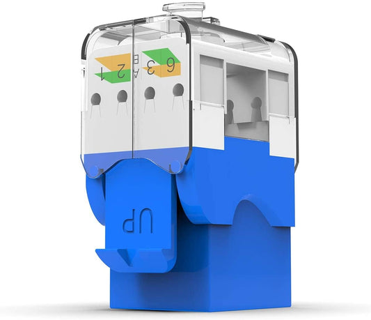 AMPCOM CAT6 Keystone Jack Tool-Less RJ45 UTP, No Punch-Down Tool Required Module Coupler -12-Pack Blue