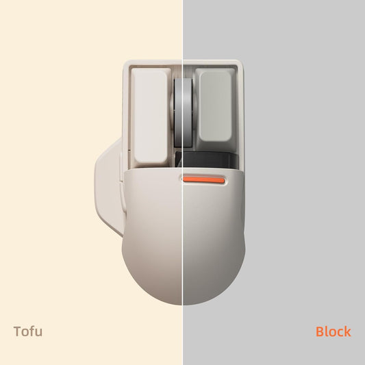 LOFREE Touch PBT Wireless Mouse with USB Receiver, Bluetooth, Wired Connection, Rechargeable, 4000 DPI with OLED Screen Compatible with Glass Surface for Mac Windows PC Notebook/Tofu White 2025