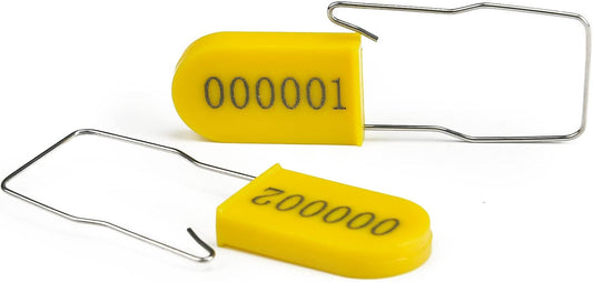 1000PCS Plastic Padlock Security Seals Metal Wire Padlocks Electric Meter Seal Disposable Anti-Tamper Lock Numbered Anti Tamper Tag Hasps Yellow