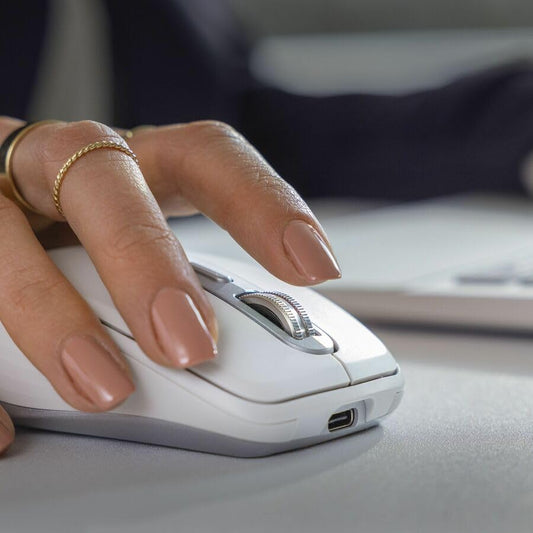 Logitech MX Anywhere 3S Compact Wireless Mouse, Fast Scrolling, 8K DPI Any-Surface Tracking, Quiet Clicks, Programmable Buttons, USB C, Bluetooth, Windows PC, Linux, Chrome, Mac - Pale Grey