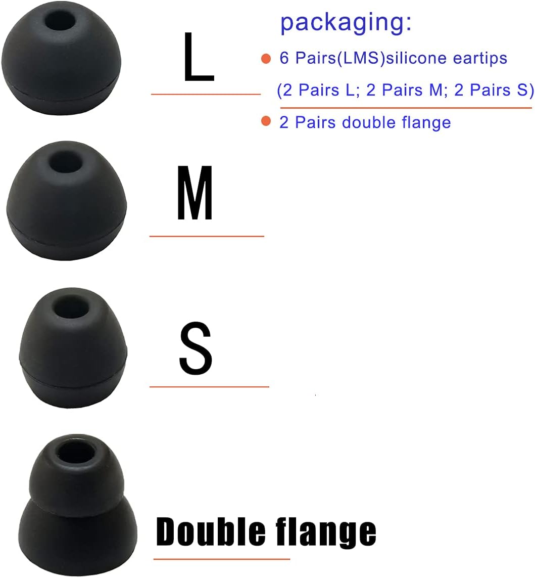 Silicone Earbuds Tips for Powerbeats Pro & 2/3 Replacement Eartips 8 Pairs L/M/S Double Flange Rubber Ear Tips