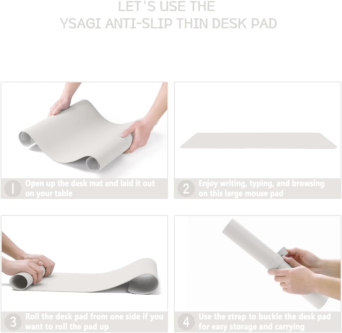 YSAGi Non-Slip Leather Desk Pad L Size, Waterproof Laptop Computer Desk Keyboard Mat, Table Protector Blotter Mat, Large Mouse Pad for Office/Work/Home/Decor(Apricot Gray, 35.4" x 17")