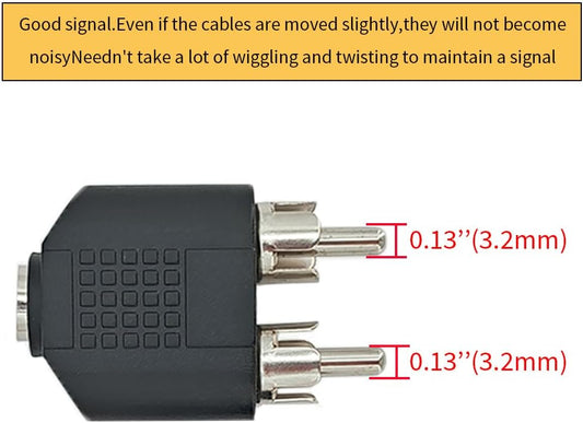Hahiyo 3.2 F-2x3.2 RCA M Stereo Plug Interconnect Audio Two Males 3.2mm(1/8inch) and one Female 3.2mm(1/8inch) Adapter Splitter Good Signal Sound Snap Tight Not Wobble for Headphone Guitar Black 2pcs