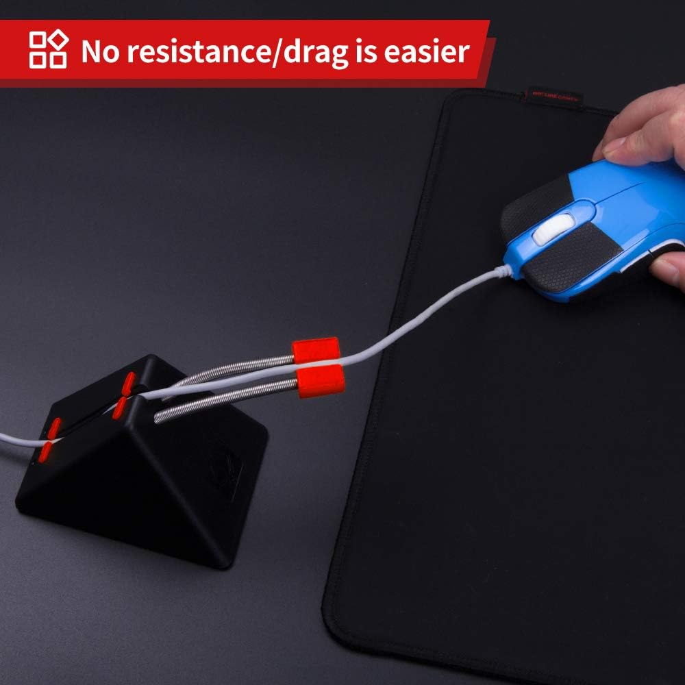 Hotline Games Mouse Bungee Mouse Cord Clip Cord Management System Fixer Holder for Esports FPS Game (3.0 Black)