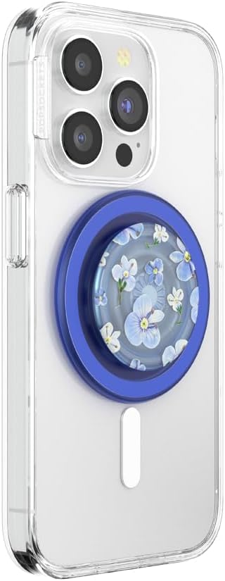 PopSockets Phone Grip for MagSafe with Kickstand, Magnetic Stand, Swappable Top, Secure Hold for iPhone MagSafe Cases, Phone & Tablet Grip - Blue Fields