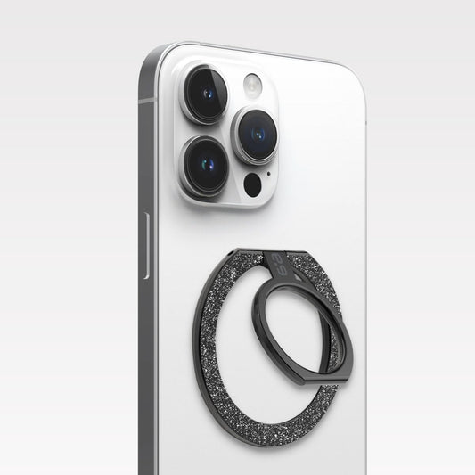 PureGear Magnetic Phone Grip Ring Stand, Magnetic Phone Ring Holder for MagSafe iPhone 16, 16Pro, 16Plus, 16ProMax, 15, 15Plus, 14, 14ProMax, 13, 12, Adjustable Kickstand(Brushed Black Glitter)