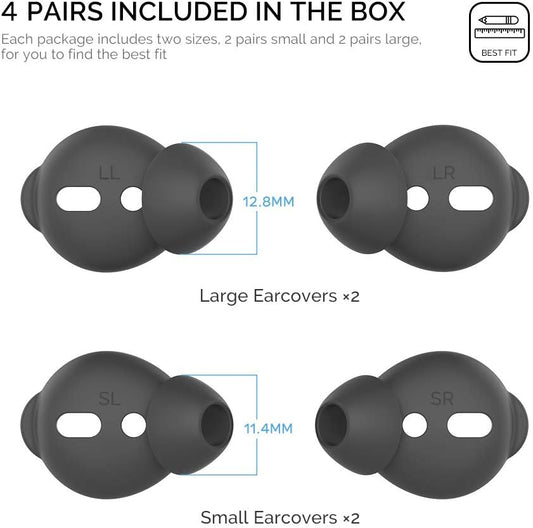 AhaStyle 4 Pairs AirPods Ear Tips Silicone Earbuds Cover Compatible with Apple AirPods (2 Pair Large & 2 Pairs Small, Black)