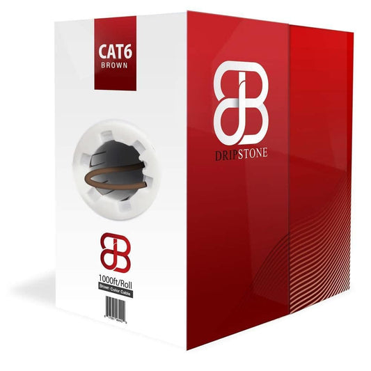 Dripstone CAT6 Ethernet Cable 1000ft Bulk Network LAN Wire 23AWG Solid UTP 550MHz High-Speed Internet Cable Gaming, Streaming, Office, Home Use, Pull Box, Cat6 Bulk, Stable Connectivity - Brown