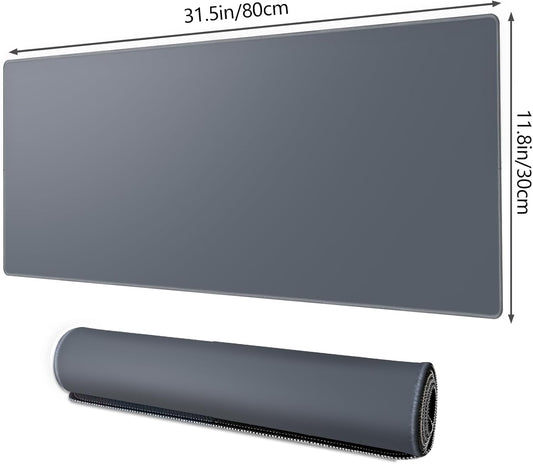 Galdas Gaming Mouse Pad XXL XL Large Long Extended Big Mousepad Non-Slip Rubber Keyboard Mouse Pad with Stitched Edges for Laptop Home Office (31.5x11.8x0.08 Inch) -Grey