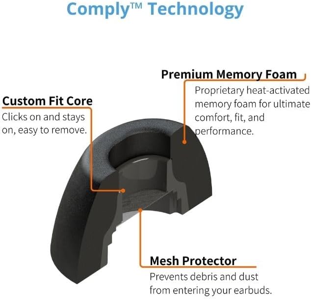 Comply TrueGrip | Premium Memory Foam Replacement Earbud Tips for Samsung Galaxy Buds3 Pro | Enhanced Comfort, Secure Fit, Superior Noise Isolation, Removal & Cleaning Tool | Black, Small (3 Pairs)