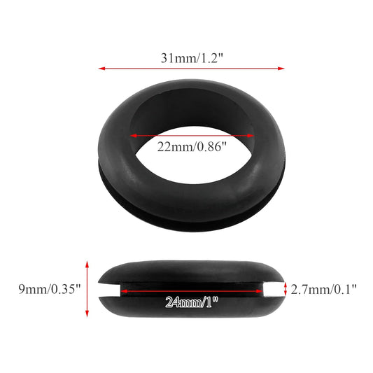 12 Pcs Rubber Grommets, 7/8" Inside Diameter 1" Drill Hole Rubber Wire Grommets for Wire, Firewall, Cables, Plugs