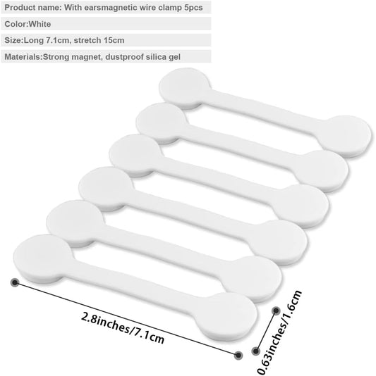 Viaky 6PCS Silicone Cable Straps Reusable Twist Noticeboard Fridge Magnets Ties Earbuds Cord Winder Wrap Bookmark Clips Wire Organizer In Office, Home, School, Kitchen (White)