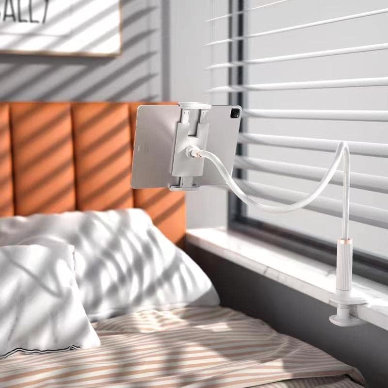 Gooseneck Tablet Holder - Flexible Stand, Tablet Holder,Cell Phone Holder,Cell Stand, Flexible Adjustable Arm in Bed for/Mobile Phone/Switch/etc, 98 cm Total Length (White)