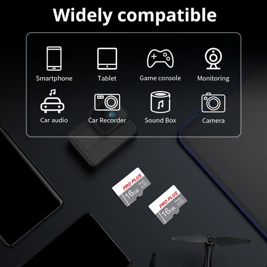 2 Pack TF Card 16GB with Adapter, High Speed Memory Card, UHS-I C10 A1 Memory TF Card for Tablet/Mobile Phone/Camera/Car Audio/Game Console (TF183 White Gray 16GB)