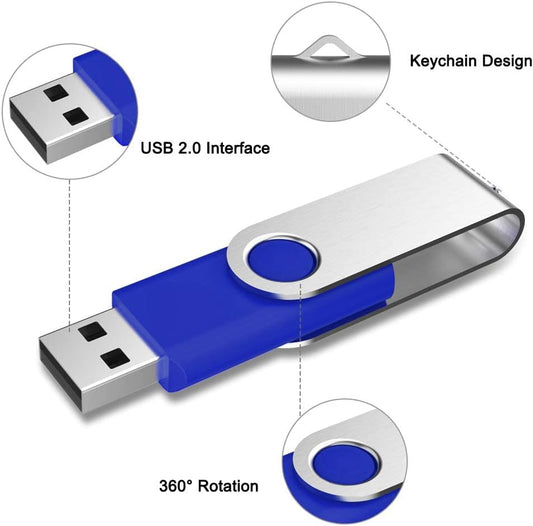 Aiibe 10 Pack 64GB USB 2.0 Flash Drive - Blue (10 Pack, 64GB)