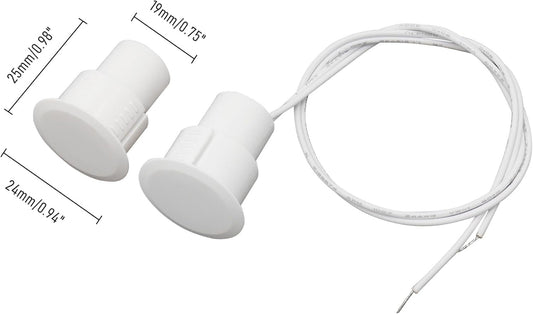 10PCS Recessed Wired Security Window Door Contact Sensor, Normally Closed NC, Door Alarm Magnetic Reed Switch with 2 Wire, ABS White, RC-36