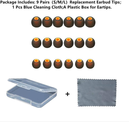 Earbuds Replacement Tips Silicone Earbud Tips Ear Gels Fit for Inner Hole from 3.8mm - 5.1mm Earphones 9 Pairs S/M/L Black-Orange