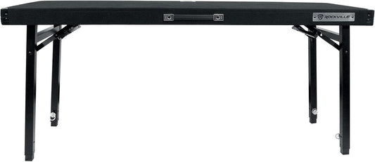 Rockville RTBL4 Adjustable Height DJ Table Folding Legs 20x60 Inch, Portable, Non-Slip Surface, Carry Bag Included, for Mobile DJs and Event Performers