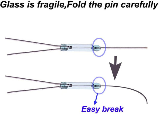 10pcs 4W 3 Pin Reed Switch Reed Contact Normally Open N/O N/C SPDT, Glass Reed Relay Magnetic Induction Switch (2.5mm x 14mm)