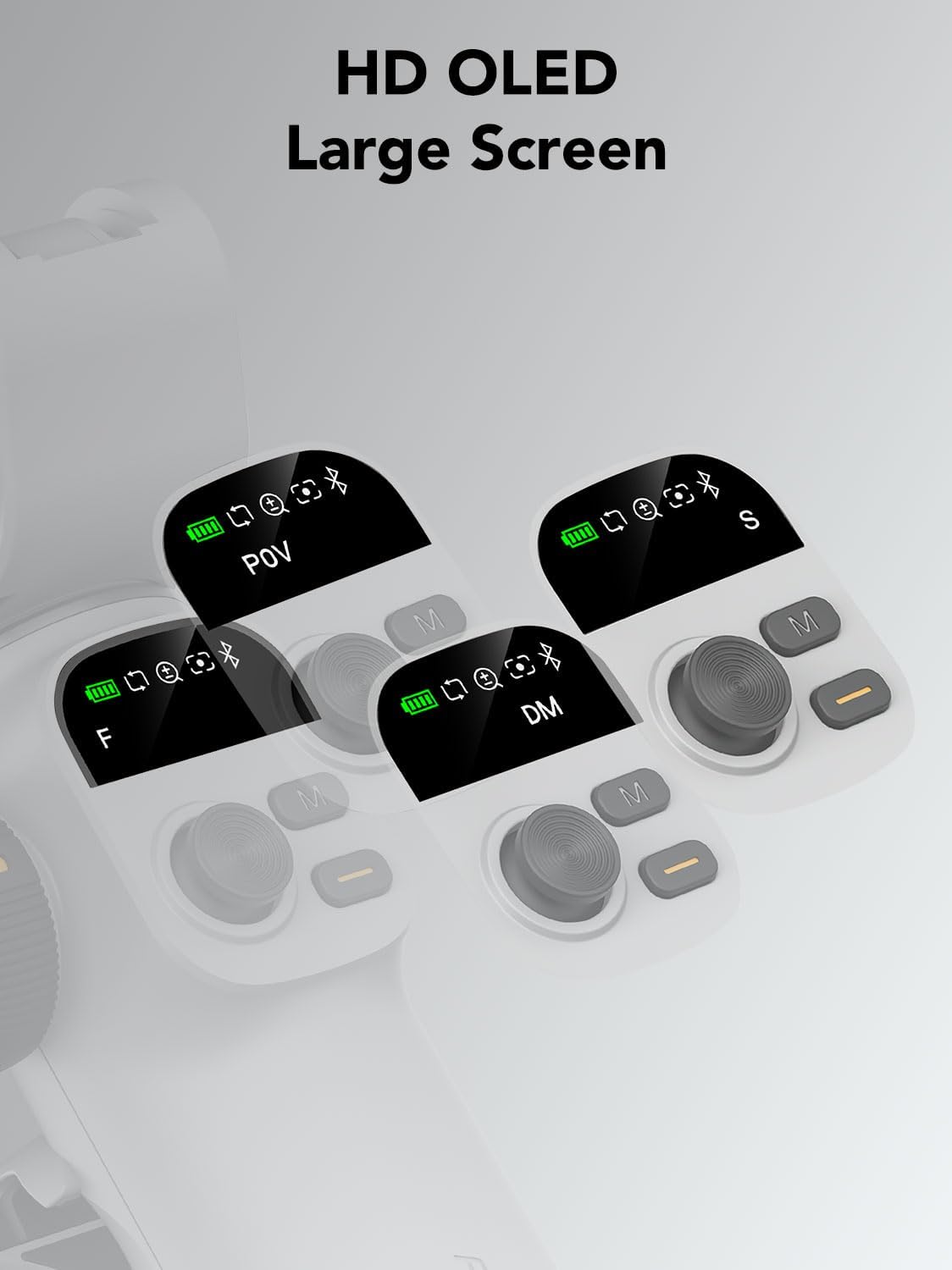 Gimbal Stabilizer for Smartphone,NO APP Tracking,20CM Extension Rod,Face & Object Tracking stabilizer for iPhone & Android,3-Axis OLED Gimbal for Video Recording-AOCHUAN Smart X2AI Black