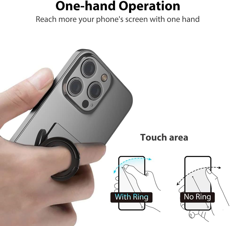 Phone Grip, Phone Ring Holder Finger Kickstand, Foldable & Adjustable Double Metal Cell Phone Rings Gripper Stand for iPhone Samsung &Other Phones - White Marble