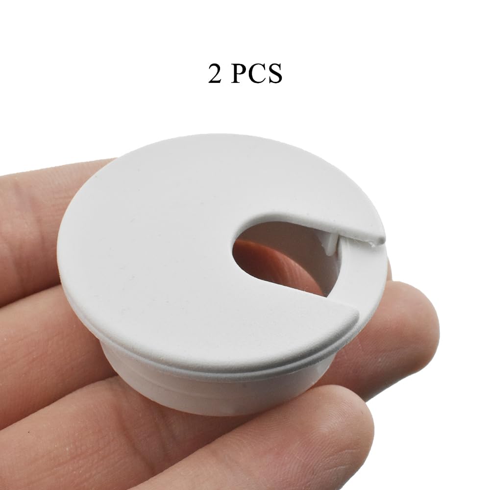 HAHIYO 2Pcs 1.38Inch/35mm White ABS Plastic U-Shaped Desk Grommet Wire Grommet Cable Management Cord Hole Cover Desk Wire Hole Insert Wire Organizer for Computer Office Home School Equipment Systems