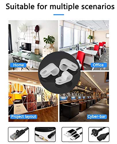 Bigtrans 555 Pcs Nylon Plastic R-Type Wire Clips with Screws 1/4" 5/16" 3/8" 1/2" 3/4" Clamps Fasteners Assortment for Cable Conduit -5 Size -Black