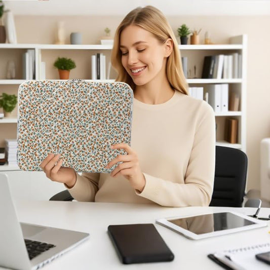 Puffy Laptop Sleeve 13-15.6 Inch Cute Quilted Laptop Protective Case Padded Floral Computer Sleeve for MacBook (B-Yellow, 11 Inch)