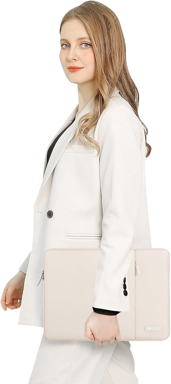 MOSISO Laptop Case 13.3 inch, 13-13.3 inch Laptop Sleeve Compatible with MacBook Air/Pro 13 / Pro 14, HP Dell ASUS Lenovo Notebook, Polyester Vertical Computer Sleeve Bag with Pocket, Sand