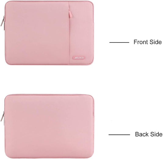 MOSISO Laptop Case 13.3 inch, 13-13.3 inch Laptop Sleeve Compatible with MacBook Air/Pro 13 / Pro 14, HP Dell ASUS Lenovo Notebook, Polyester Vertical Computer Sleeve Bag with Pocket, Pink