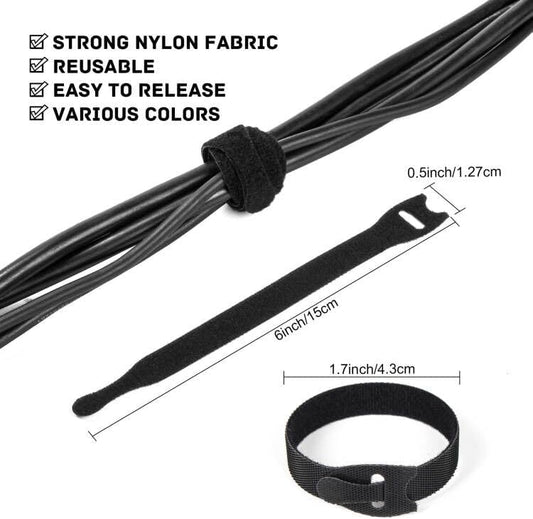 OneLeaf 120PCS Cord Organizer 6in Cable Ties Reusable with Hook and Loop, Colorful Fastening Cord Ties Wire Management for Home, Office, Data Centers, and Electronics, 5 colors