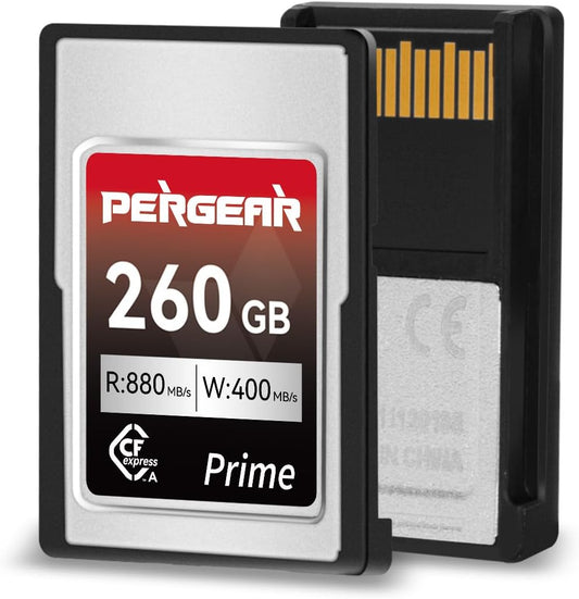 PERGEAR Professional 260GB CFexpress Type A Memory Card, Up to 880MB/s Read Speed & 900MB/s Write Speed for 4K 120P,8K 30P Recording Video/Photo, Compatible for Sony Alpha Sony FX Cameras